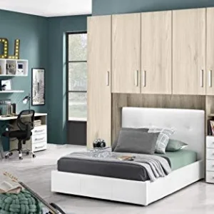 Dafne Italian Design Cameretta Ponte n.5 ante; effetto altea beige; bianco luna