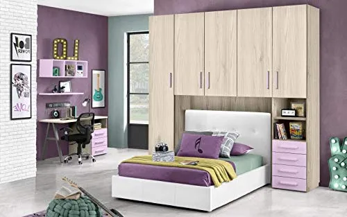 Dafne Italian Design Cameretta Ponte n. 5 ante; effetto altea beige; rosa confetto