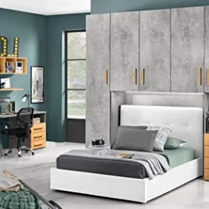 Dafne Italian Design Cameretta Ponte n.5 ante; frassino effetto cemento; cenere di cemento; albicocca