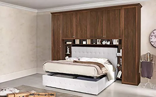 Dafne Italian Design Ponte 6 Ante battenti. Effetto Noce - Non Comprende Il Letto (cm. 320 x 55 x 251h)