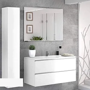 Mobile da bagno con lavabo e colonna sospesa - Componibile bagno cm. 100 x 46 x 51h (STMB) Dafne Italian Design