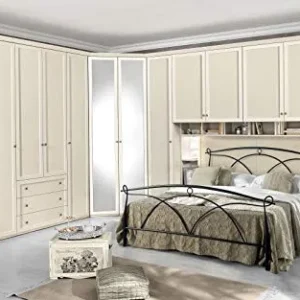 Ponte 6 Ante battenti. Patinato Beige - Non Comprende Il Letto (cm. 320 x 55 x 251h) Dafne Italian Design
