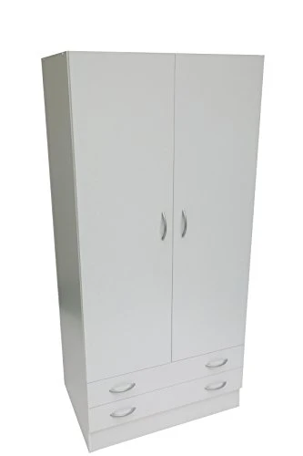 Dmora AR1026 Armadio, Ante e Due Cassetti, Legno, Bianco, 80x52x170 cm
