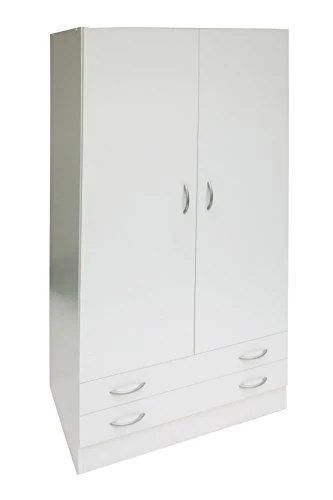 Dmora AR1026 Armadio, Ante e Due Cassetti, Legno, Bianco, 80x52x170 cm