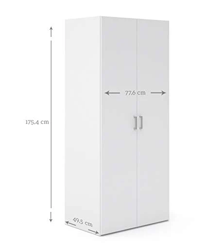 Dmora Armadio Guardaroba Ante battenti con Due Ripiani Interni e Barra Appendiabiti, Colore Bianco, cm 77 x 175 x 49, Pann...