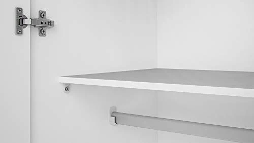 Dmora Armadio Guardaroba Ante battenti con Due Ripiani Interni e Barra Appendiabiti, Colore Bianco, cm 77 x 175 x 49, Pann...
