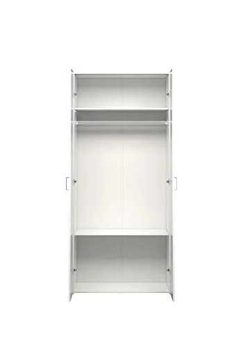 Dmora Armadio Guardaroba Ante battenti con Due Ripiani Interni e Barra Appendiabiti, Colore Bianco, cm 77 x 175 x 49, Pann...