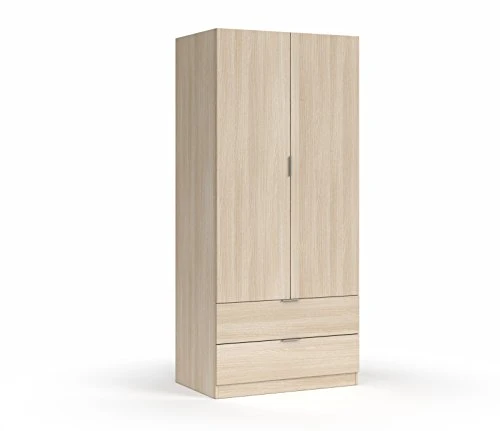 Dmora Armadio Guardaroba 2 Ante + 2 cassetti, Rovere, 81 x 180 x 52 cm