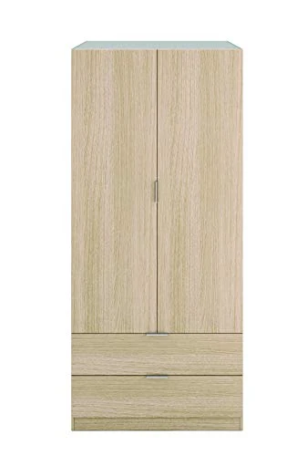 Dmora Armadio Guardaroba 2 Ante + 2 cassetti, Rovere, 81 x 180 x 52 cm