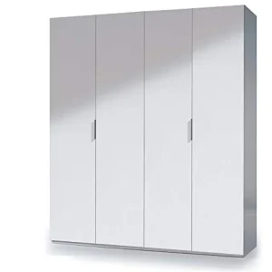 Dmora Armadio Guardaroba 4 Ante, Laminato Bianco, 180 x 200 x 52 cm
