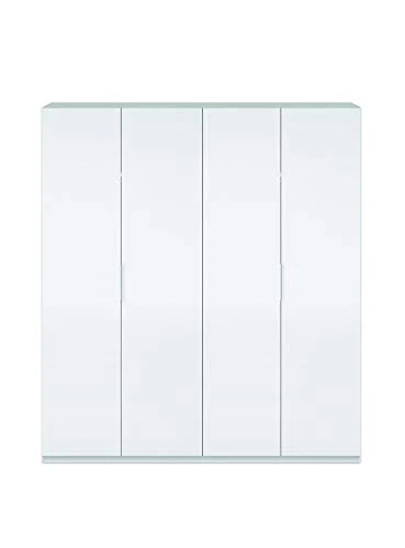 Dmora Armadio Guardaroba 4 Ante, Laminato Bianco, 180 x 200 x 52 cm