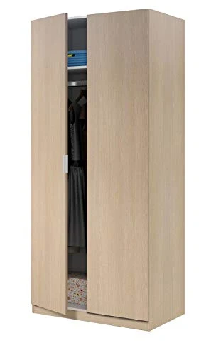 Dmora Armadio Guardaroba Due Ante Rovere Chiaro, 81 x 180 x 52 cm