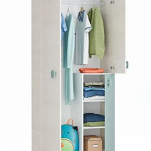 Dmora Armadio Guardaroba per cameretta, 2 Ante, Verde Acqua, 90 x 200 x 52 cm