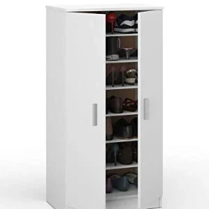 Dmora Armadio Multifunzione Due Ante con Sei Ripiani, Colore Bianco, cm 55 x 36 x h108