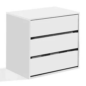 Dmora Cassettiera Tre cassetti, Colore Bianco, cm 60 x 57 x 44