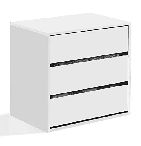 Dmora Cassettiera Tre cassetti, Colore Bianco, cm 60 x 57 x 44
