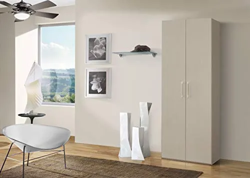 Dmora Guardaroba Legno Massello, Made Italy, Altezza 247 cm, Armadio da Camera Moderno (Pino, 2 Ante)