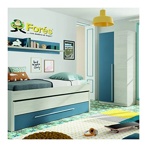 Esidra Armadio Guardaroba per cameretta, 2 Ante, Azzurro, 90 x 200 x 52 cm Dmora