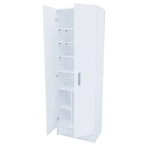 EGLEMTEK Alphabet Armadio Armadietto Multiuso Colonna con 2 Ante e 8 Ripiani Ingresso Camera da Letto 59 x 37 x 180 Cm Col...