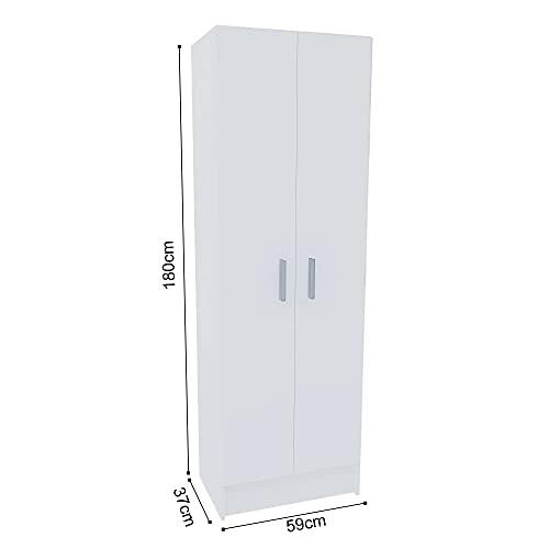 EGLEMTEK Alphabet Armadio Armadietto Multiuso Colonna con 2 Ante e 8 Ripiani Ingresso Camera da Letto 59 x 37 x 180 Cm Col...
