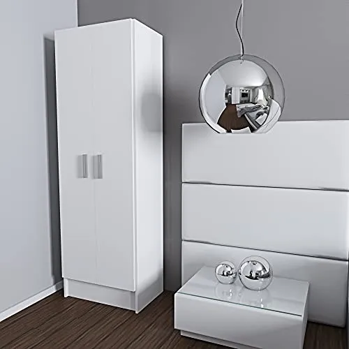 EGLEMTEK Alphabet Armadio Armadietto Multiuso Colonna con 2 Ante e 8 Ripiani Ingresso Camera da Letto 59 x 37 x 180 Cm Col...