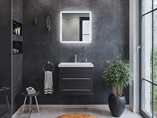 Mobile bagno Mars 600 SlimLine con specchio LED antracite satinato emotion
