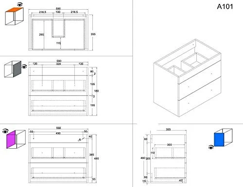 Mobile bagno Mars 600 SlimLine con specchio LED antracite satinato emotion