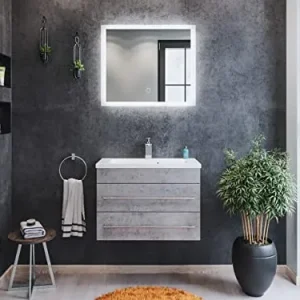 Mobile bagno Mars 700 SlimLine con specchio LED grigio cemento emotion