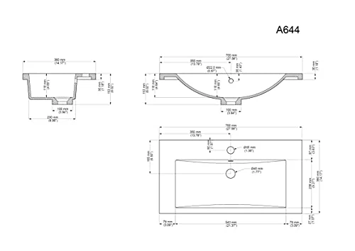 Mobile bagno Mars 700 SlimLine con specchio LED grigio cemento emotion