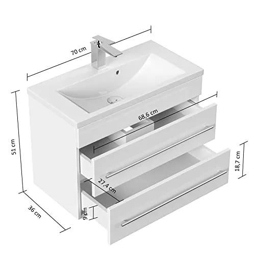Mobile bagno Mars 700 SlimLine con specchio LED grigio cemento emotion