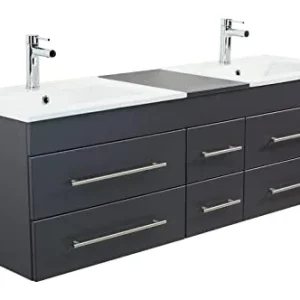 Mobile bagno Milano XL 172cm con doppio lavabo antracite satinato emotion