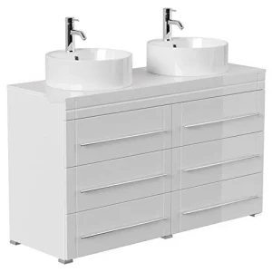 Mobile bagno terra Memoria Modern bianco lucido con lavabi appoggiati emotion