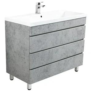 Mobile bagno terra Via 100 grigio cemento , 3 cassetti senza maniglie emotion