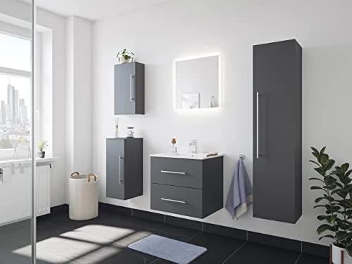 Set di mobili da bagno Firenze 60 (5 parti/) incl. specchio LED antracite emotion
