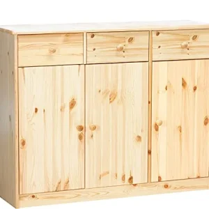 Erst-Holz Design Pulito per Cassettiera-credenza con 3 Ante e 3 cassetti Pino massello 90.50-25