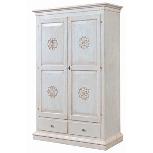 Estea Mobili - ARMADIO 2 PORTE INTAGLIATO 2 CASSETTI BIANCO ANTICATO - codluis 1088 - 1088F EsteaMobili