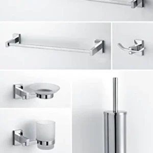 Europrimo Accessori per Bagno Moderno Ottone Cromato Vetro Satinato portasciugamani portarotolo portasapone