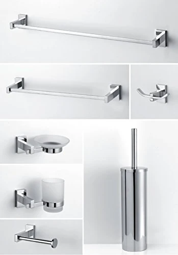 Europrimo Accessori per Bagno Moderno Ottone Cromato Vetro Satinato portasciugamani portarotolo portasapone