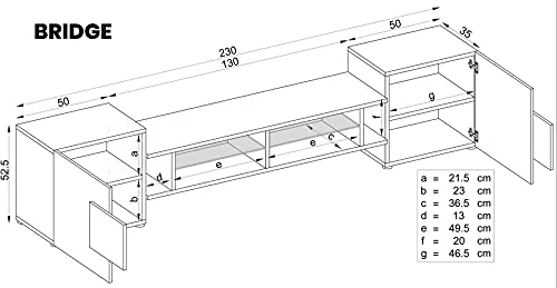 ExtremeFurniture Armadio TV Bridge, Porte Frontali Laterali Bianco Lucido, Sezione Centrale/Cassa Bianco Opaco Senza LED