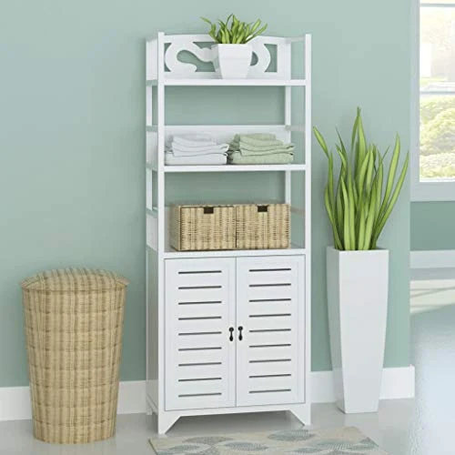 FAMIROSA Armadietto per Bagno Albuquerque Legno Bianco 46x24x117,5 cm