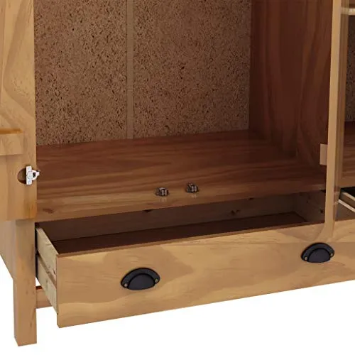 FAMIROSA Armadio 3 Ante Hill Range 127x50x170cm Legno Massello di Pino