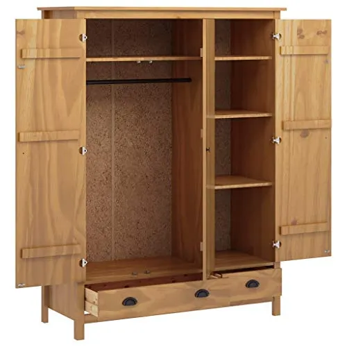 FAMIROSA Armadio 3 Ante Hill Range 127x50x170cm Legno Massello di Pino