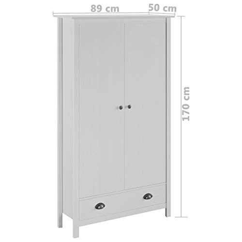 FAMIROSA Armadio 2 Ante Hill Range Bianco 89x50x170cm Legno di Pino Bianco
