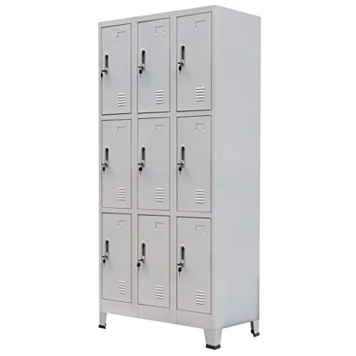 FAMIROSA Armadio con 9 Armadietti Acciaio 90x45x180 cm Grigio