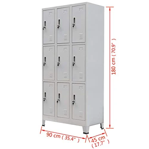 FAMIROSA Armadio con 9 Armadietti Acciaio 90x45x180 cm Grigio