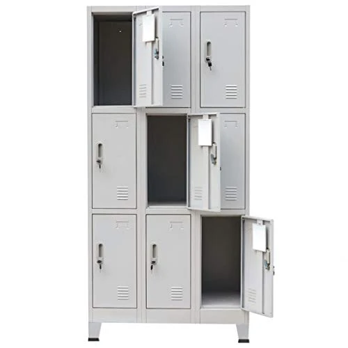 FAMIROSA Armadio con 9 Armadietti Acciaio 90x45x180 cm Grigio