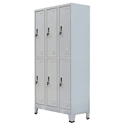 FAMIROSA Armadio con 6 Armadietti Acciaio 90x45x180 cm Grigio