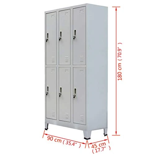 FAMIROSA Armadio con 6 Armadietti Acciaio 90x45x180 cm Grigio
