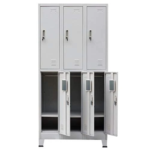 FAMIROSA Armadio con 6 Armadietti Acciaio 90x45x180 cm Grigio