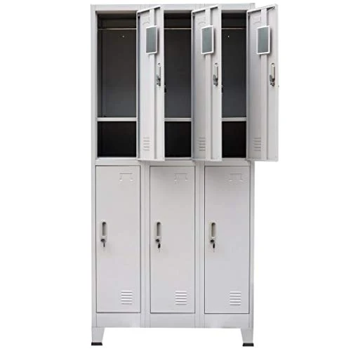 FAMIROSA Armadio con 6 Armadietti Acciaio 90x45x180 cm Grigio
